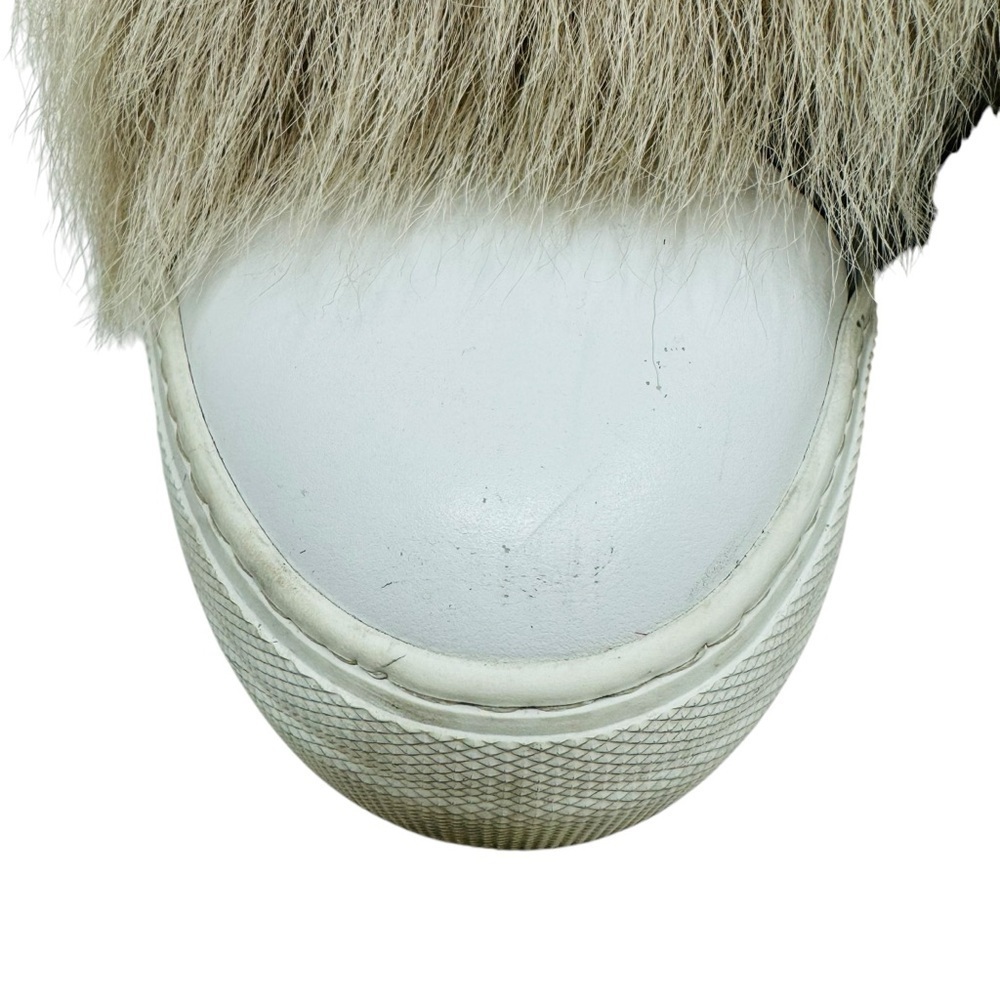Moncler Victoire Sneakers Shoes women’s Size 7 Real Fur Trim Slip-On White - Picture 5 of 15